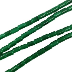 CYLINDRICALBEADS0001- 1 STRAND GREEN 8 X 5 MM GLASS CYLINDRICAL BEADS