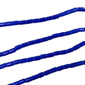 CYLINDRICALBEADS0004- 1 STRAND  ROYAL BLUE 8 X 5 MM GLASS CYLINDRICAL BEADS