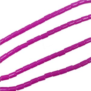 CYLINDRICALBEADS0006- 1 STRAND HOT PINK 8 X 5 MM GLASS CYLINDRICAL BEADS