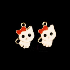 ECHARMS0178- ARNAS 2 PCS PACK OF ANTIQUE GOLDEN CUTE KITTEN MOTIF CHARMS FOR NECKLACE | BRACELET | RAKHI MAKING