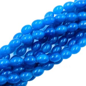 OVALBEADS05- 1 STRAND BLUE 10 X 8 MM OVAL BEADS