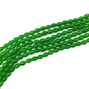 OVALBEADS21- 1 STRAND GREEN 10 X 8 MM OVAL BEADS