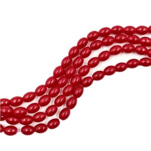 OVALBEADS24- 1 STRAND RED 10 X 8 MM OVAL BEADS