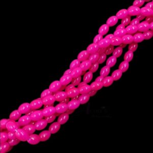 OVALBEADS25- 1 STRAND HOT PINK 10 X 8 MM OVAL BEADS
