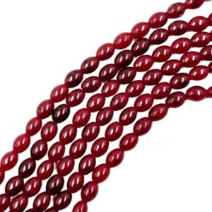 OVALBEADS27- 1 STRAND RED MAROON MIX 10 X 8 MM GLASS OVAL BEADS