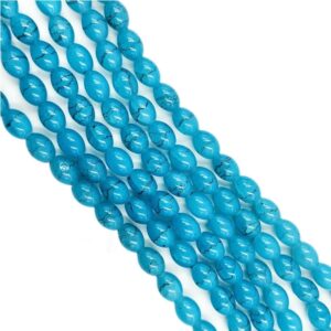 OVALBEADS29- 1 STRAND SKY BLUE MIX 10 X 8 MM GLASS OVAL BEADS