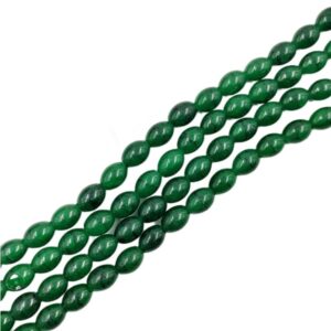 OVALBEADS31 - 1 STRAND DARK GREEN 10 X 8 MM GLASS OVAL BEADS