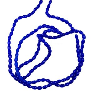 OVALBEADS37- 1 STRAND BLUE 6 X 4.5 MM GLASS OVAL BEADS