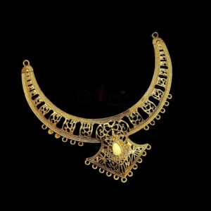 OXIG0237 – 1 PC PACK OF GOLDEN DESIGNER HALF PIE MOTIF GERMAN SILVER PENDANT