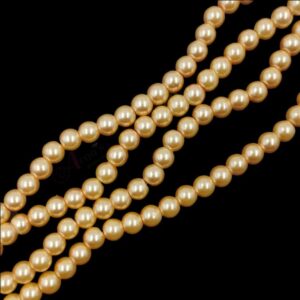 PEARLBEADS0013 - 1 STRAND LIGHT PEACH 8 MM ROUND GLASS PEARL BEADS