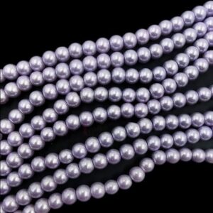 PEARLBEADS0025 – 1 STRAND LAVENDER 8 MM ROUND GLASS PEARL BEADS