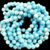 PRGLASS0017- 1 STRAND SKY BLUE PRINTED 10MM ROUND GLASS BEAD