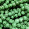 PRGLASS0021- 1 STRAND LIGHT GREEN  PRINTED 12MM ROUND GLASS BEAD