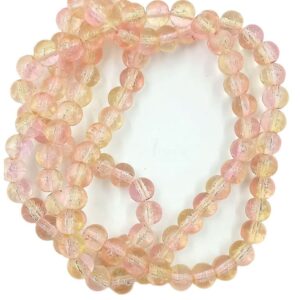 RGLASS0045- 1 STRAND CREAM 8MM ROUND GLASS BEADS