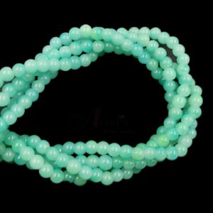 RGLASS0047- 1 STRAND CYAN 6MM ROUND GLASS BEADS
