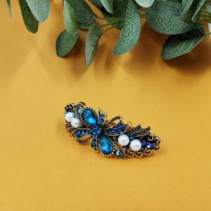 ARNAS 1 PC LOOK ALIKE PEARL WITH COPPER METAL DESIGNER MOTIF HAIR CLIP