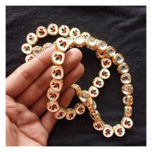 KUNDAN122 – ARNAS 5 PCS PACK OF WHITE THREE-QUARTER ROUND MEENAKARI KUNDAN FOR JEWELLERY | BRACELETE | RAKHI MAKING