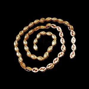 KUNDAN127 – ARNAS 5 PCS PACK OF WHITE ALMOND MOTIVE MEENAKARI KUNDAN FOR JEWELLERY | BRACELETE | RAKHI MAKING