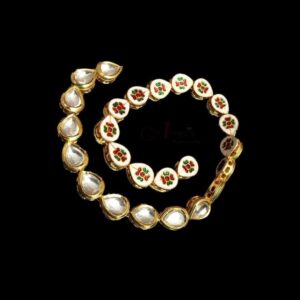 KUNDAN128 – ARNAS 5 PCS PACK OF WHITE DROP MOTIVE MEENAKARI KUNDAN FOR JEWELLERY | BRACELETE | RAKHI MAKING