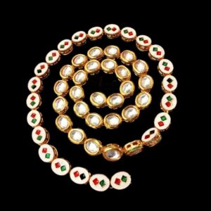 KUNDAN134 – ARNAS 5 PCS PACK OF WHITE ROUND MOTIVE MEENAKARI KUNDAN FOR JEWELLERY | BRACELETE | RAKHI MAKING