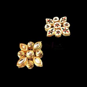 KUNDAN137 – ARNAS 2 PCS PACK OF WHITE DESIGNER MOTIVE MEENAKARI KUNDAN FOR JEWELLERY | BRACELETE | RAKHI MAKING