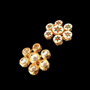 KUNDAN138 – ARNAS 2 PCS PACK OF WHITE DESIGNER MOTIVE MEENAKARI KUNDAN FOR JEWELLERY | BRACELETE | RAKHI MAKING