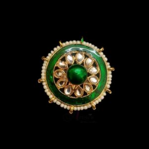 KUNDAN164 - ARNAS 1 PAIR OF GREEN LOTUS MOTIF KUNDAN BEADS FOR JEWELLERY | BRACELETE | RAKHI MAKING