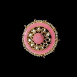 KUNDAN165 - ARNAS 1 PAIR OF PINK LOTUS MOTIF KUNDAN BEADS FOR JEWELLERY | BRACELETE | RAKHI MAKING
