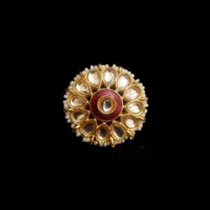 KUNDAN167 - ARNAS 1 PAIR OF RED LOTUS MOTIF KUNDAN BEADS FOR JEWELLERY | BRACELETE | RAKHI MAKING
