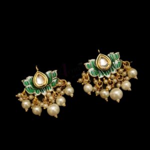 KUNDAN168 - ARNAS 1 PAIR PACK OF LOTUS MOTIF KUNDAN BEADS FOR JEWELLERY | BRACELETE | RAKHI MAKING