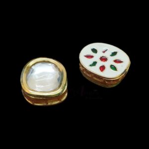 KUNDAN144 - ARNAS 2 PCs PACK OF GEOMETRIC MOTIF KUNDAN BACK MEENA BEADS FOR JEWELLERY | BRACELETE | RAKHI MAKING