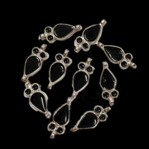ARNAS 10 PCs PACK OF BLACK MEENAKARI SILVER PLATED OXIDIZED PENDANT