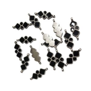 ARNAS 10 PCs PACK OF BLACK MEENAKARI SILVER PLATED OXIDIZED PENDANT