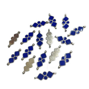 ARNAS 10 PCs PACK OF ROYAL BLUE MEENAKARI SILVER PLATED OXIDIZED PENDANT