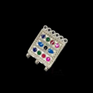 ARNAS 4 PCs PACK OF SILVER OXIDIZED CHARMS MULTICOLORED STONE FOR NECKLACE | EARRINGS MAKING