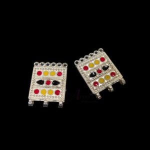 ARNAS 4 PCs PACK OF SILVER OXIDIZED CHARMS MULTICOLORED STONE FOR NECKLACE | EARRINGS MAKING