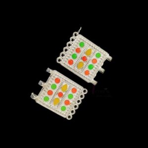 ARNAS 4 PCS PACK OF SILVER OXIDIZED CHARMS MULTICOLORED STONE FOR NECKLACE | EARRINGS MAKING