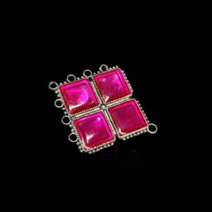 ARNAS 2 PCS PACK OF SILVER OXIDIZED DESIGNER CHARMS WITH PINK STONE FOR NECKLACE | EARRINGS MAKING.
