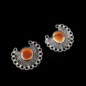 ARNAS 4 PCs PACK OF SILVER OXIDIZED ORANGE MEENAKARI DESIGNER CHARMS FOR NECKLACE | EARRINGS MAKING.
