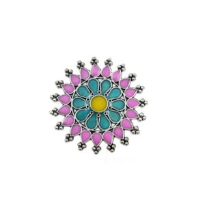 ARNAS 2 PCs PACK OF SILVER OXIDIZED MULTICOLORED MEENAKARI DESIGNER CHARMS FOR NECKLACE | EARRINGS MAKING.