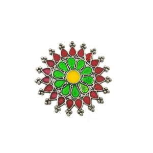 ARNAS 2 PCs PACK OF SILVER OXIDIZED MULTICOLORED MEENAKARI DESIGNER CHARMS FOR NECKLACE | EARRINGS MAKING.