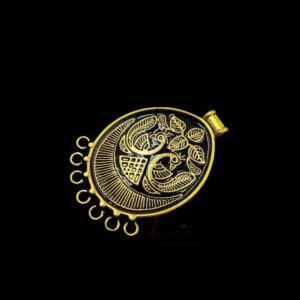 ARNAS 1 PCs PACK OF GOLDEN OXIDIZED BLACK MEENAKARI DESIGNER OVAL CHARMS FOR NECKLACE | EARRINGS MAKING