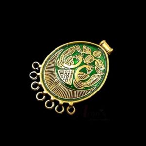 ARNAS 1 PCs PACK OF GOLDEN OXIDIZED GREEN MEENAKARI DESIGNER OVAL CHARMS FOR NECKLACE | EARRINGS MAKING