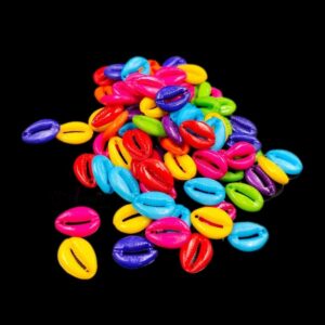 PLASTICBEADS0067 - ARNA'S 85 PCs PACK OF MULTI COLOR COWRY PLASTIC BEADS FOR JEWELLERY MAKING – 25 GRAMS PACK