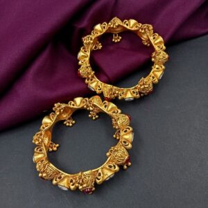 BRACELET0016 - ARNAS 1 PC BRASS GOLDEN ORIGINAL UNCUT STONE BRACELET