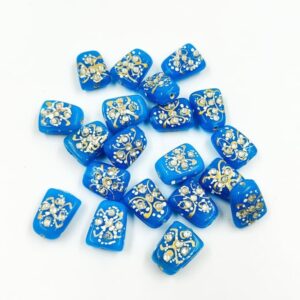 KUNDAN206 – ARNAS 5 PCs 17 X 14 MM SKY BLUE HANDPAINTED KUNDAN WORK TUMBLE BEADS