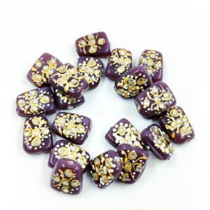 KUNDAN210 – ARNAS 5 PCs 17 X 14 MM DOVE HANDPAINTED KUNDAN WORK TUMBLE BEADS