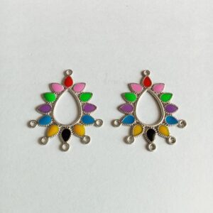 ARNAS 2 PCS PACK OF MULTI COLOR MEENA WITH SILVER OXIDIZED CHARMS FOR NECKLACE | EARRINGS MAKING