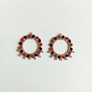 MEENAP0192- ARNAS 4 PCS PACK OF SILVER OXIDIZED BLACK & RED MEENA CHARMS FOR NECKLACE | EARRINGS MAKING