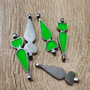 MEENAP0194- ARNAS 4 PCs PACK OF PARROT GREEN MEENAKARI SILVER PALTED OXIDIZED PENDANT